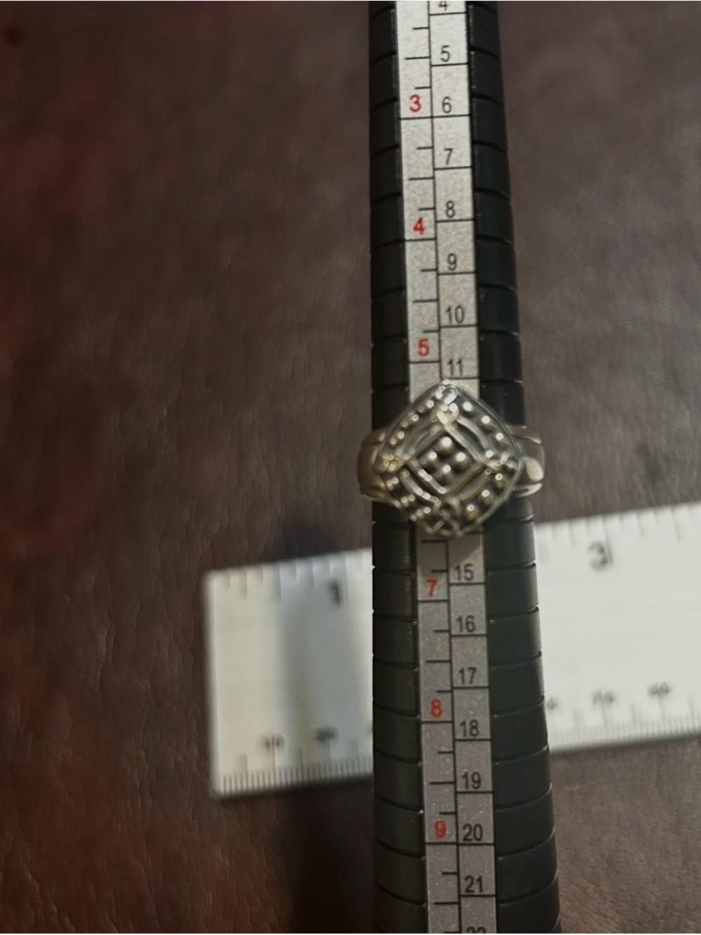 NF Sterling Silver 925 Granulated Shield Tribal Boho Ring Size 6 Thailand